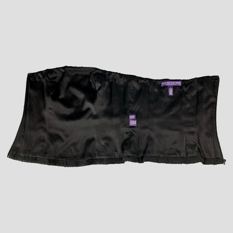 RALPH LAUREN COLLECTION Taille 0 Noir &amp; Argent Soie Art Déco Robe Bustier à Paillettes Top