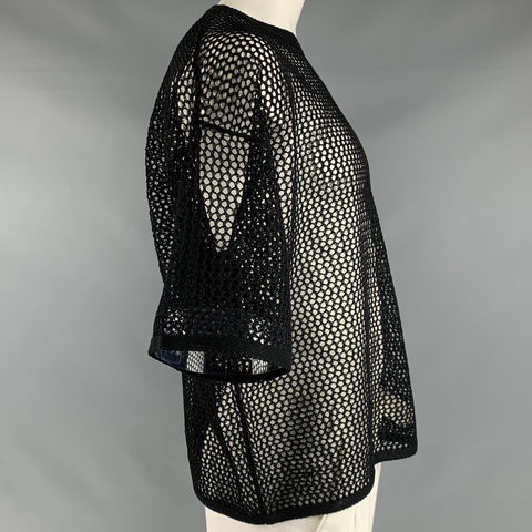 HARE Size XXL Black Mesh Knit Short Sleeve Pullover