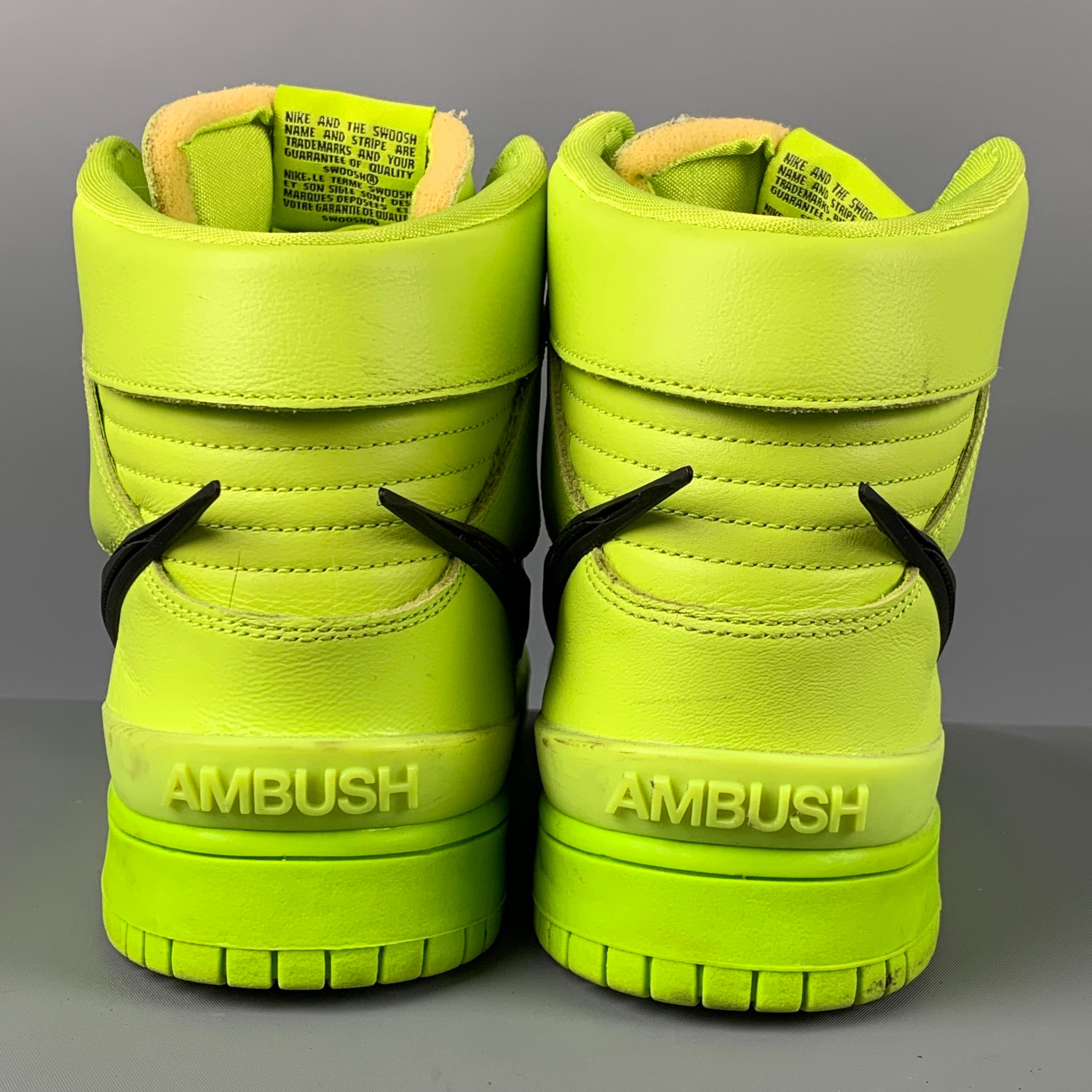 AMBUSH x Nike Size 10.5 Flash Lime Leather High Top Sneakers