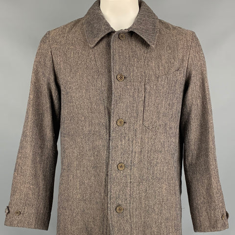 45rpm Size L Tan & Navy Herringbone Cotton Buttoned Coat
