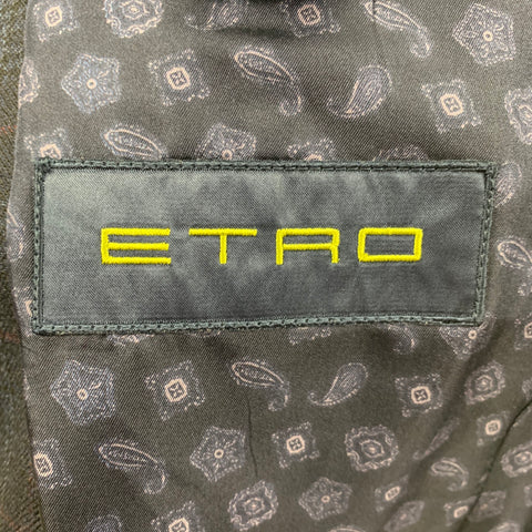 ETRO Size 40 Black Blue Brown Plaid Wool Sport Coat
