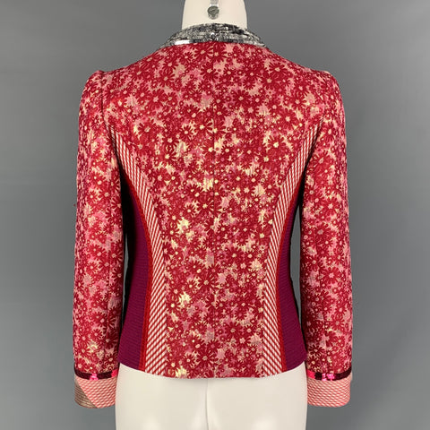 MARC JACOBS Blazer floral plateado y frambuesa talla 6