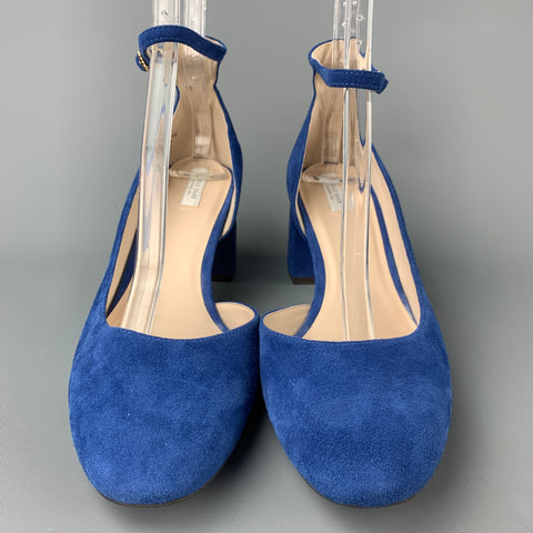 COLE HAAN Size 10 Blue Suede Ankle Strap Pumps