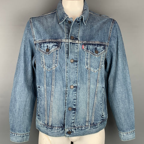LEVI STRAUSS Vintage Fit Tamaño L Azul Denim Virgil Trucker Chaqueta