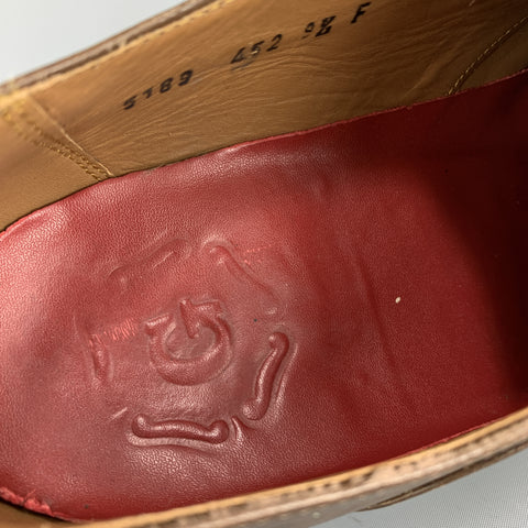 GRENSON Size 10.5 Brown Leather Cap Toe Lace Up