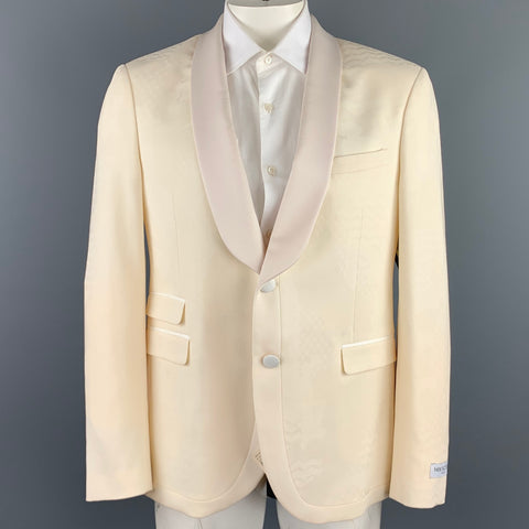 NEIL BARRETT Size 44 Cream Jacquard Wool Shawl Lapel Sport Coat