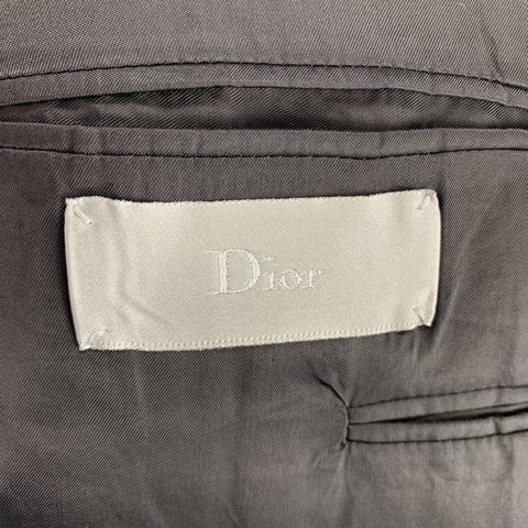 DIOR HOMME Taille 44 Costume à deux boutons en laine vierge noire à revers cranté