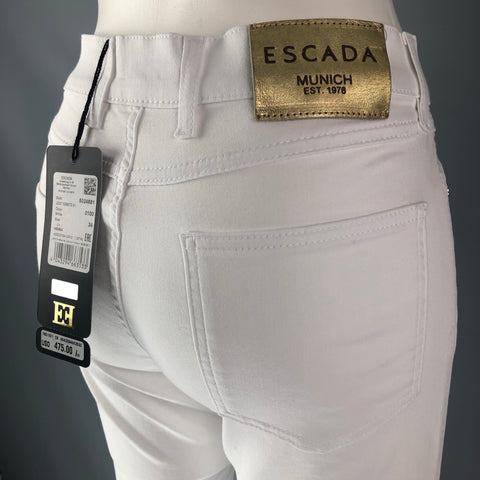 ESCADA Pantalones de vestir rectos lisos de mezcla de algodón blanco talla 4