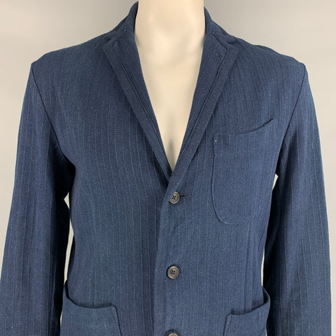 45rpm Size XL Navy Stripe Cotton Notch Lapel Jacket