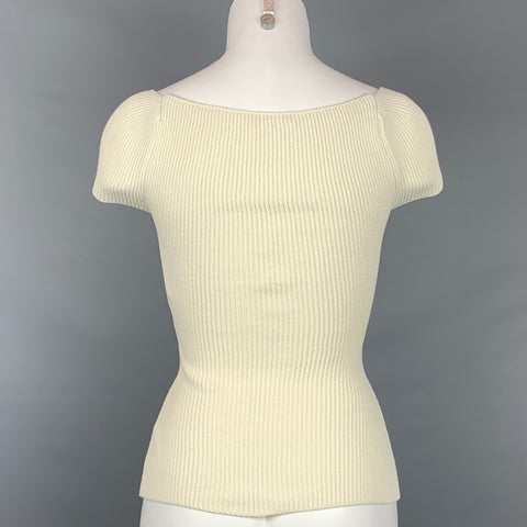 KHAITE Size XS Cream Ribbed Stretch Viscose Blend Ista Top