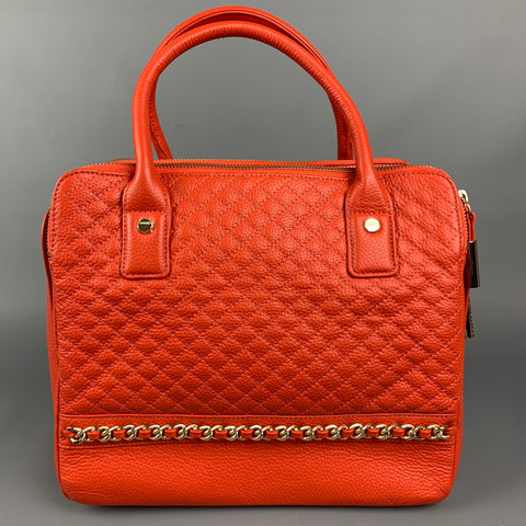 BODHI Red & Gold Quilted Leather Tote Handbag