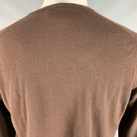 BRUNELLO CUCINELLI Size S Brown Grey Wool Cashmere V-Neck Pullover