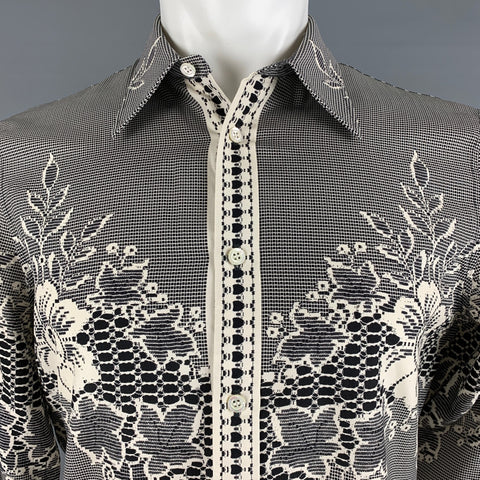 ALEXANDER MCQUEEN Size S Black Beige Print Silk Button Up Long Sleeve Shirt