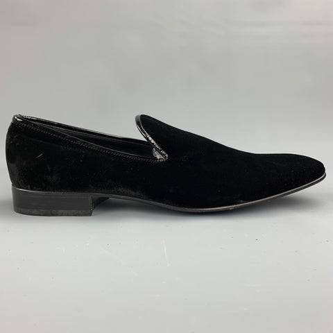 SALVATORE FERRAGAMO Size 11 Black Velvet Slip On Loafers