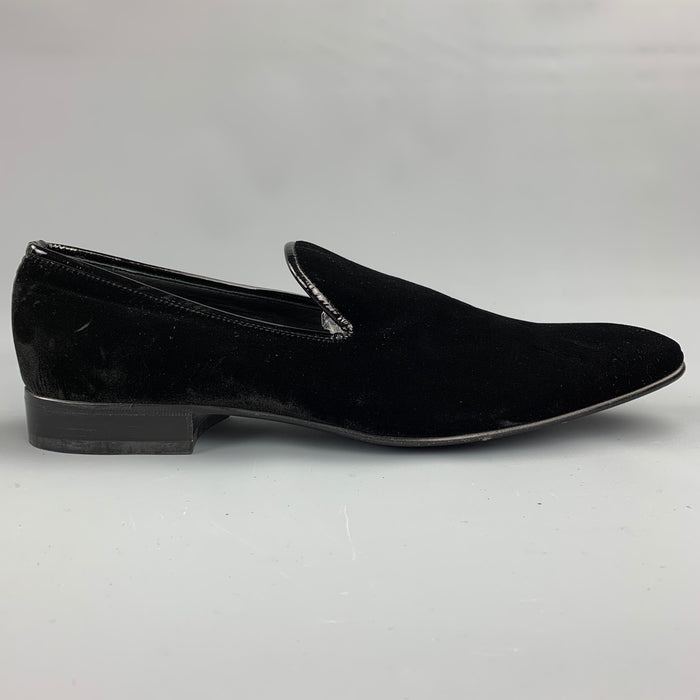 SALVATORE FERRAGAMO Size 11 Black Velvet Slip On Loafers