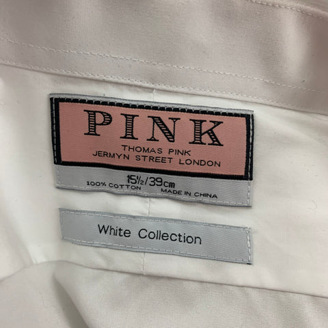 THOMAS PINK White Collection Size M White Stripe Cotton Hidden Placket Long Sleeve Shirt