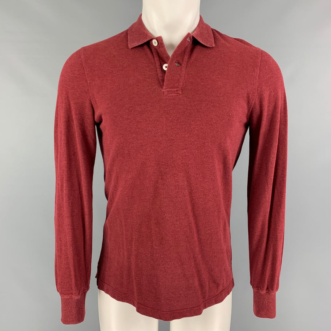 BRUNELLO CUCINELLI Size S Red Cotton Long Sleeve Polo
