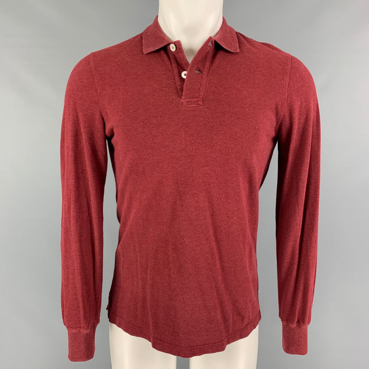 BRUNELLO CUCINELLI Size S Red Cotton Long Sleeve Polo
