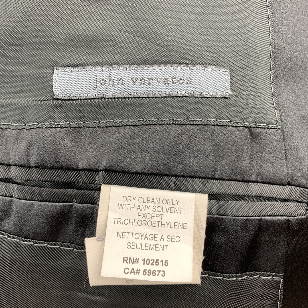 JOHN VARVATOS Size 40 Black Wool Peak Lapel Tuxedo Sport Coat