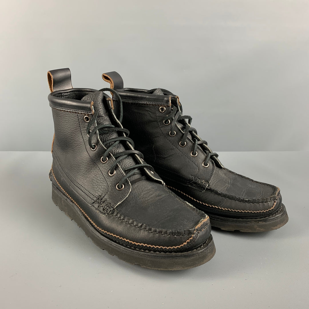 YUKETEN Size 9 Black Brown Leather Lace Up Boots YUKETEN Maine Guide Leather Boots for Men | MR PORTER main image 3