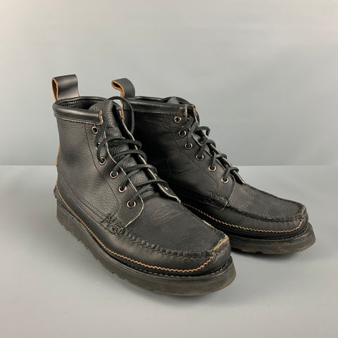 YUKETEN Size 9 Black Leather Lace Up Boots