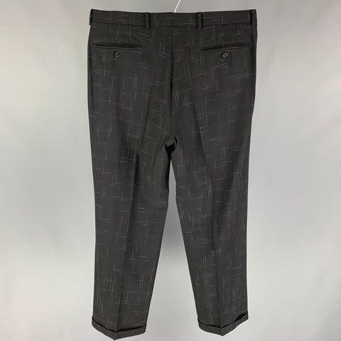 Vintage GIANNI VERSACE Size 36 Black Print Wool Dress Pants