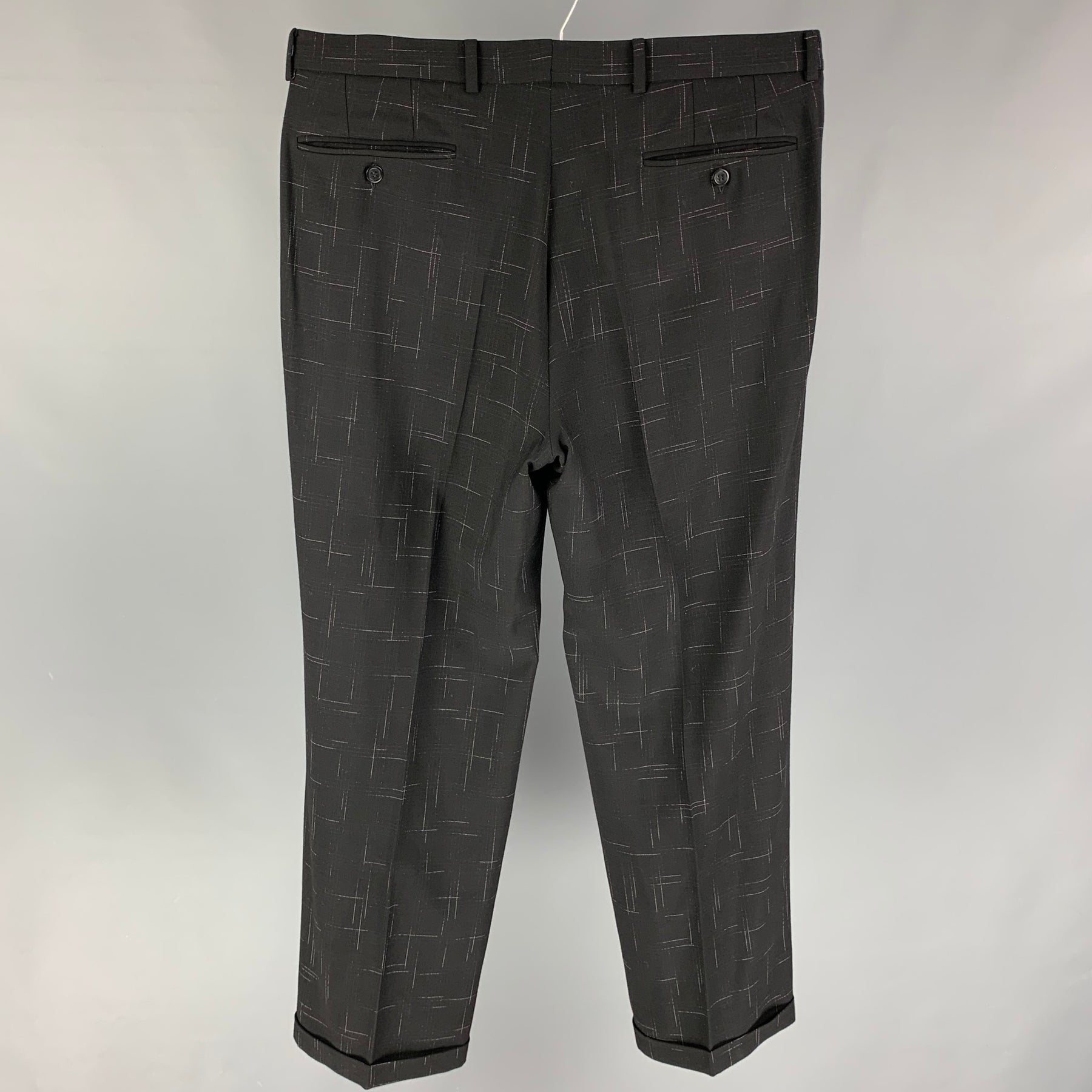 Vintage GIANNI VERSACE Size 36 Black Print Wool Dress Pants – Sui