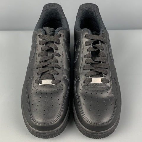 NIKE Size 8.5 Black Leather Air Force Sneakers