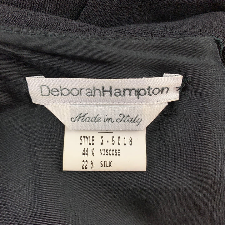 DEBORAH HAMPTON Talla 8 Vestido de cóctel recto de seda y viscosa crepé negro