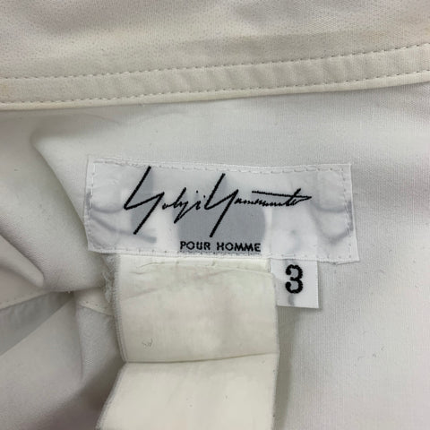 YOHJI YAMAMOTO Spring 2007 Size L White Graphic Cotton Long Sleeve Shirt