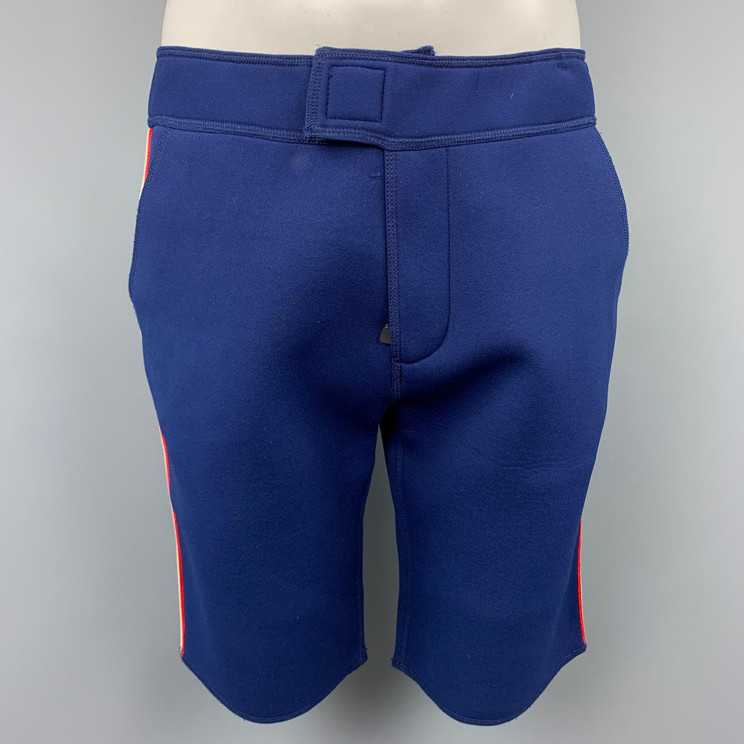 MONCLER Size L Blue Nylon / Cotton Zip Fly Shorts
