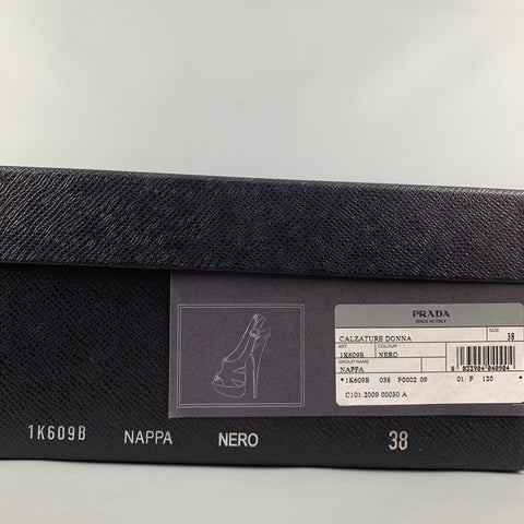 PRADA Size 8 Black Leather Platform Sandals