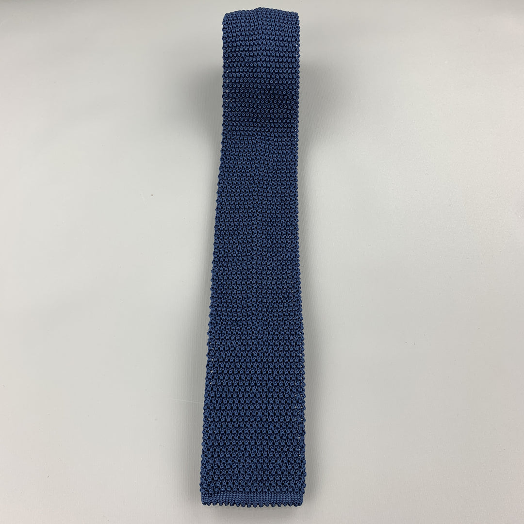 CHARVET Navy Blue  Silk Textured Knit Tie