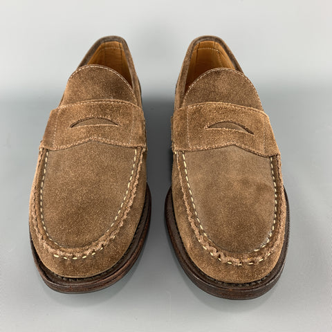 ALLEN EDMONDS Size 11 Brown Contrast Stitch Slip On Penny DOVER Loafers