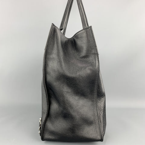 BALENCIAGA Black Textured Leather Large CITY Tote Handbag