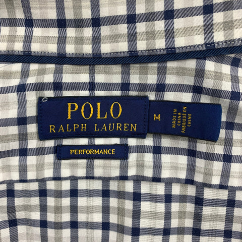 POLO by RALPH LAUREN Size M White & Navy Plaid Button Up Long Sleeve Shirt