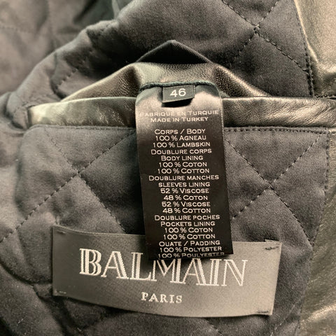 BALMAIN Taille 36 Veste de moto en cuir noir