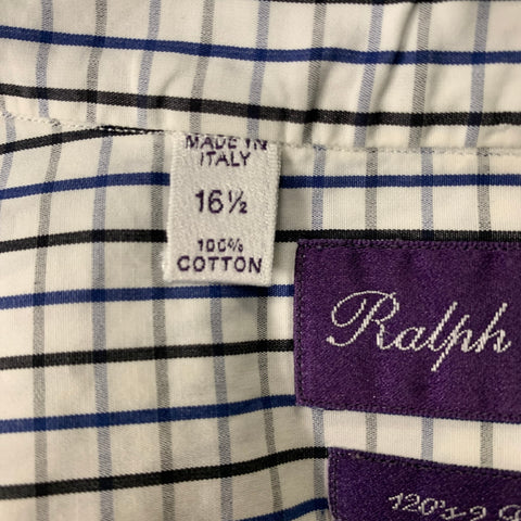 RALPH LAUREN Size L White & Black Plaid Cotton Button Up Long Sleeve Shirt
