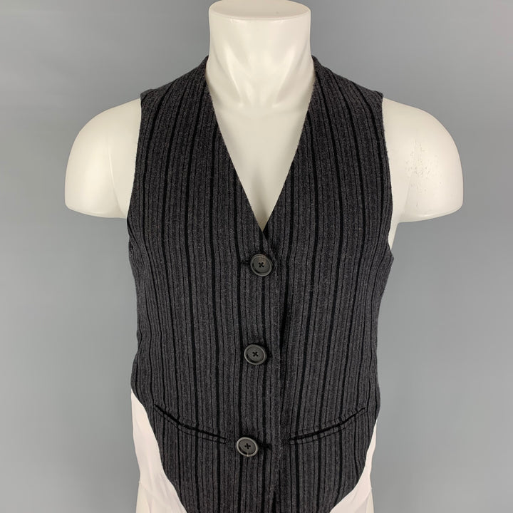 GEOFFREY B. SMALL for L'ECLAIREUR Size One Size Grey White Stripe Asymmetrical Vest