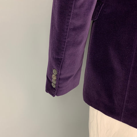 PAUL SMITH The Byard Size 44 Regular Purple Velvet Cotton Notch Lapel Sport Coat