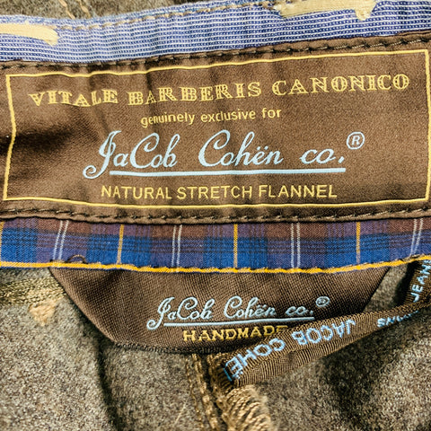JACOB COHEN Size 36 Brown Heather Contrast Stitch Wool Flannel Casual Pants