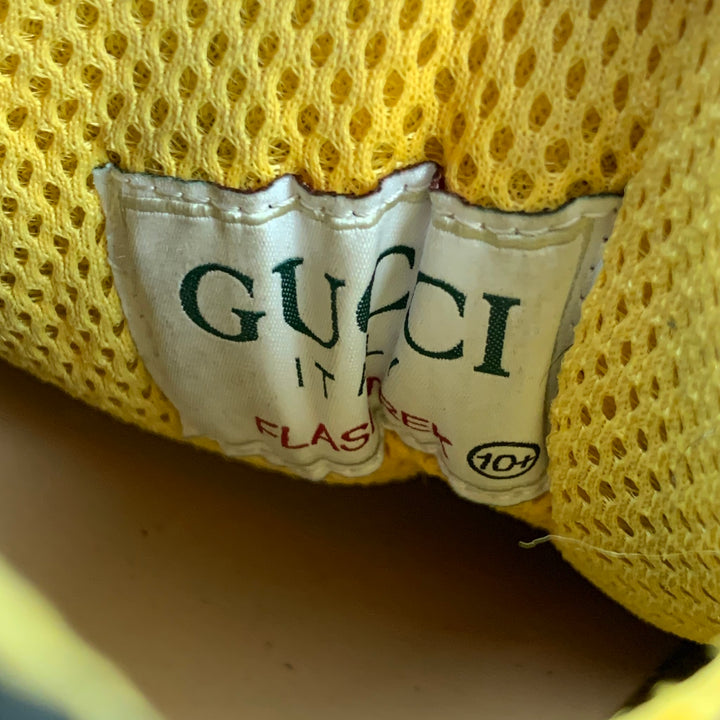 GUCCI Taille 11 Baskets noires Flashtrek Spikes en toile et garniture en cuir