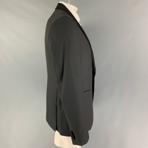 SAND Taille 46 Manteau de sport à col châle en laine mélangée noire Nailhead