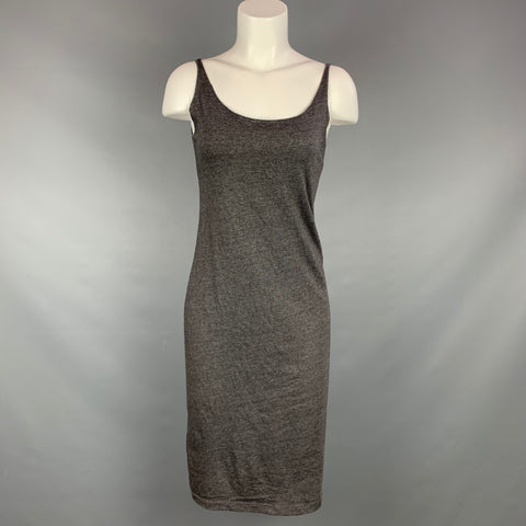 RAQUEL ALLEGRA Taille L Robe en coton/polyester gris chiné sous le genou