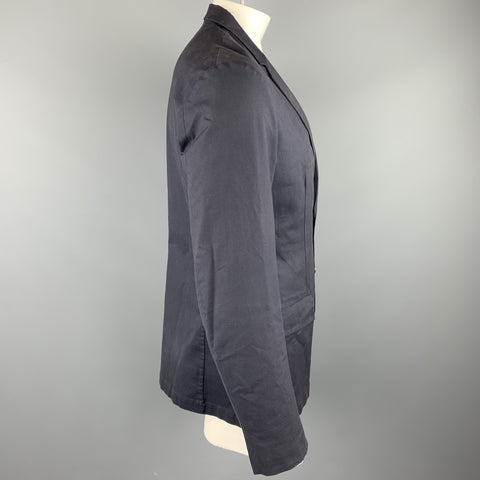 JIL SANDER Size 44 Navy Cotton Blend Notch Lapel Sport Coat