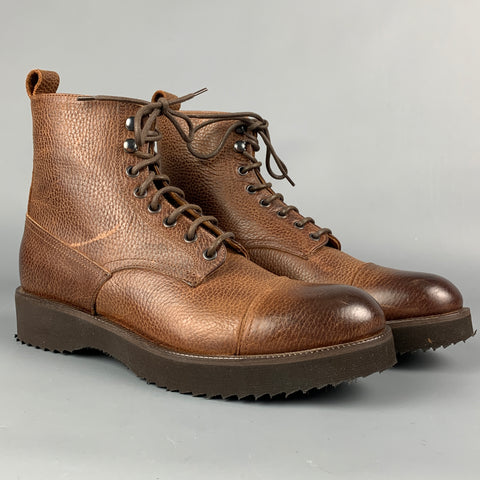 BARNEY'S NEW YORK Taille 8 Bottes à lacets en cuir antique marron