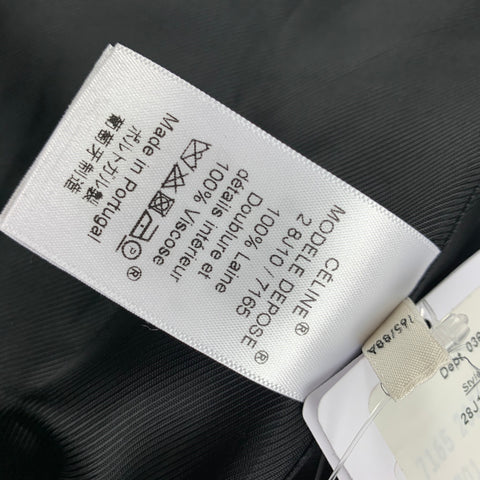 CELINE Taille 8 Manteau croisé en laine bleu foncé