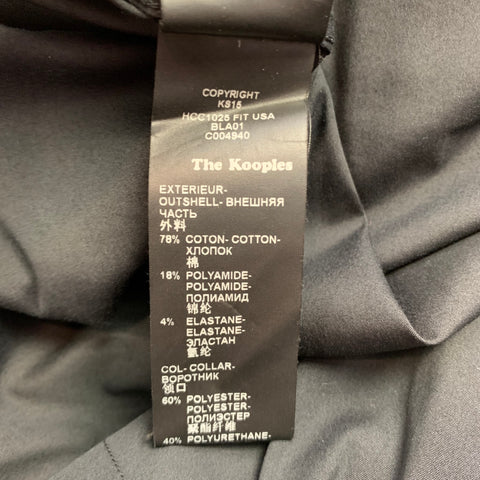 THE KOOPLES Size S Black Cotton Leather Nehru Collar Long Sleeve Shirt