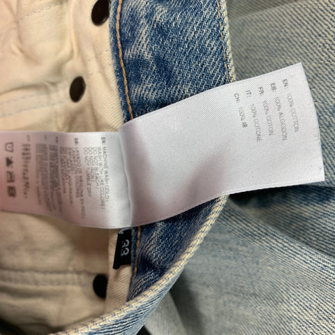 JOHN ELLIOTT Size 33 Blue Wash Denim Button Fly Jeans