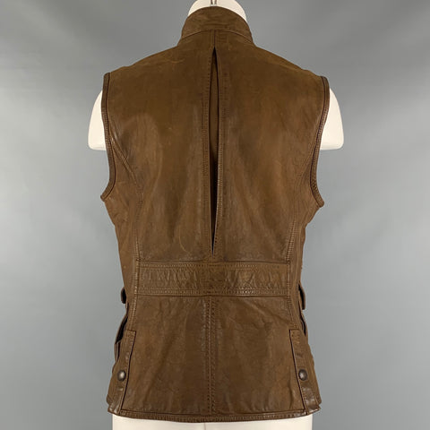 RALPH LAUREN Chaleco de cuero marrón talla M